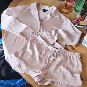 Natori Women's Silky Polyester Pale Fleshy Pink Pajama Set Shirt & Shorts S